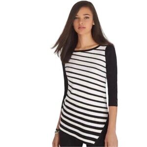 WHITE HOUSE BLACK MARKET Asymmetrical Striped Sweater Tunic, Size M. NWT!
